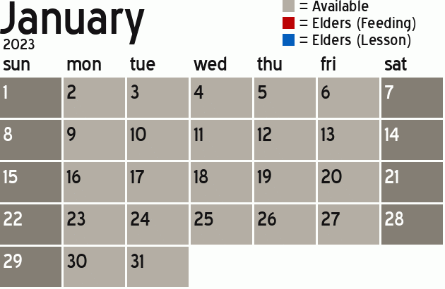 Missionary Dinner Calendar