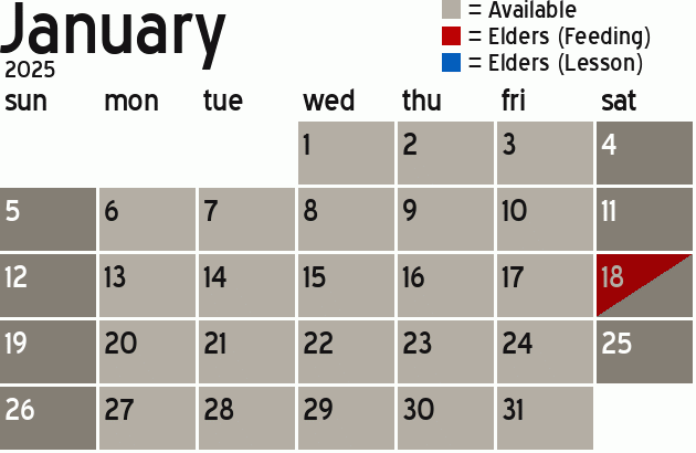 Missionary Dinner Calendar