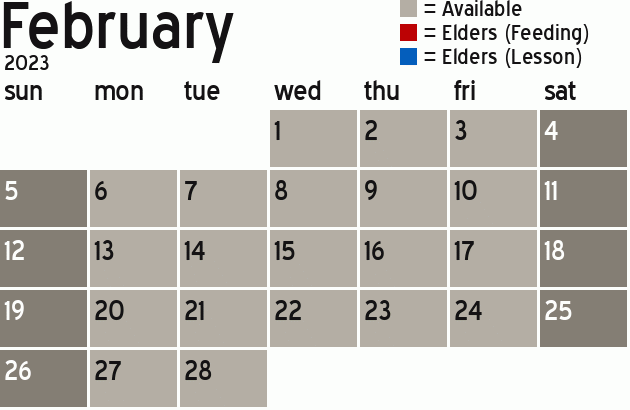 Missionary Dinner Calendar