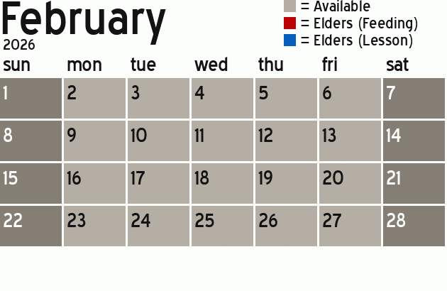 Missionary Dinner Calendar