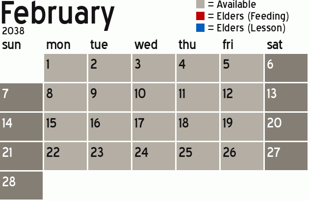 Missionary Dinner Calendar