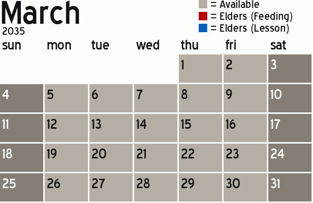 Missionary Dinner Calendar