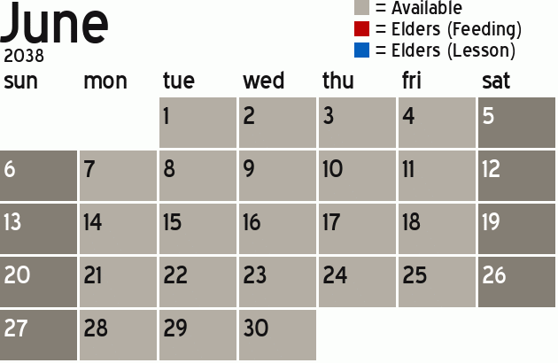 Missionary Dinner Calendar