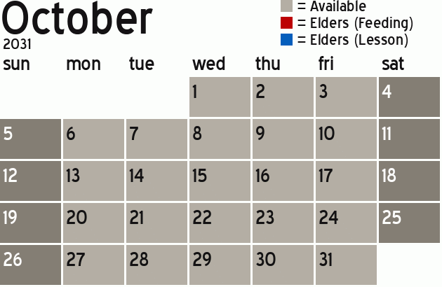 Missionary Dinner Calendar