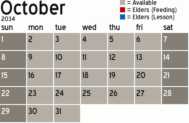 Missionary Dinner Calendar