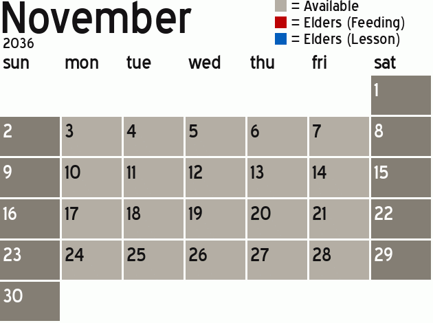 Missionary Dinner Calendar