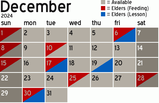 Missionary Dinner Calendar